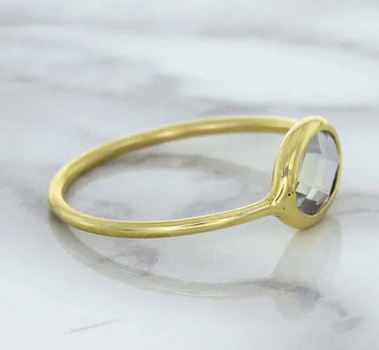 1.33ct. Oval White Sapphire Ring in 14K Yellow Gold