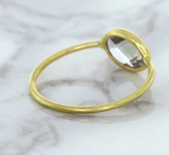 1.33ct. Oval White Sapphire Ring in 14K Yellow Gold