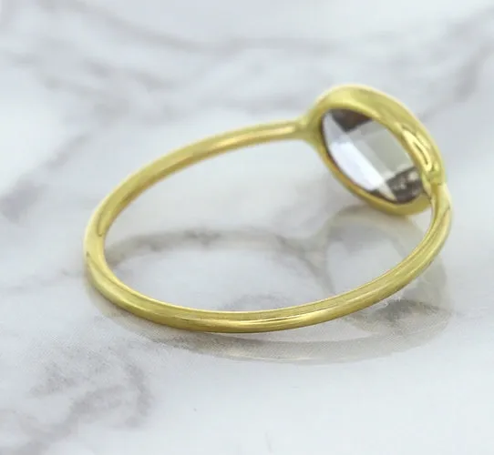 1.33ct. Oval White Sapphire Ring in 14K Yellow Gold