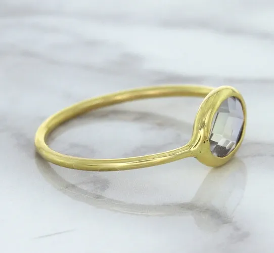 1.33ct. Oval White Sapphire Ring in 14K Yellow Gold