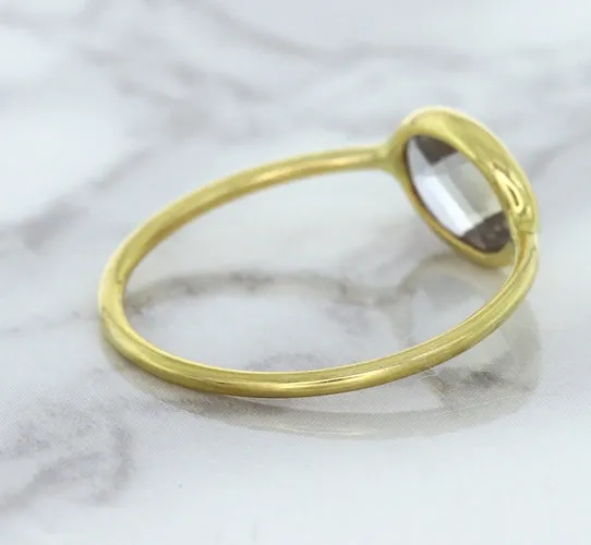 1.33ct. Oval White Sapphire Ring in 14K Yellow Gold