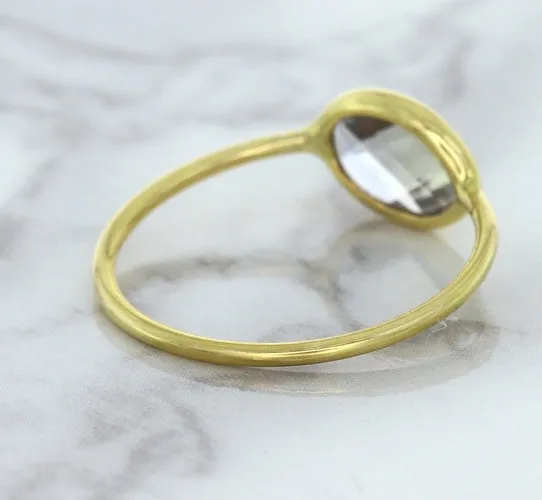 1.33ct. Oval White Sapphire Ring in 14K Yellow Gold