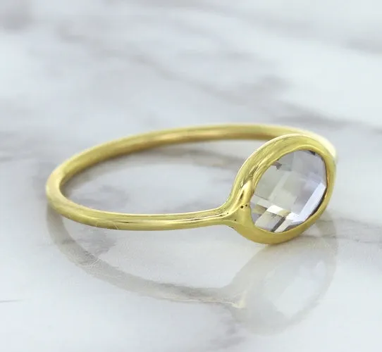 1.33ct. Oval White Sapphire Ring in 14K Yellow Gold
