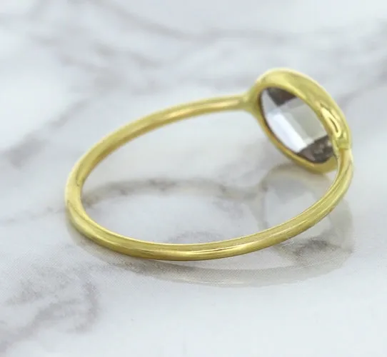 1.33ct. Oval White Sapphire Ring in 14K Yellow Gold