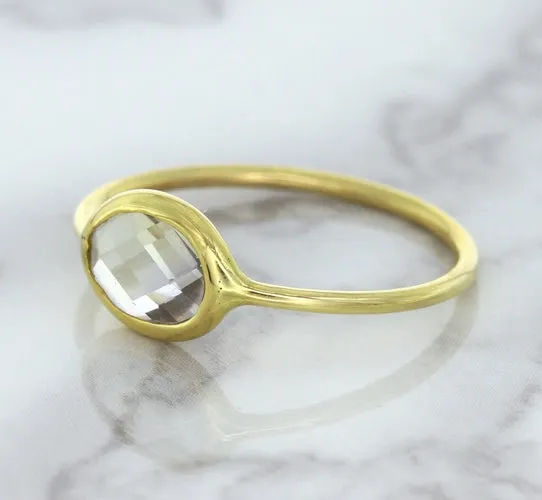 1.33ct. Oval White Sapphire Ring in 14K Yellow Gold