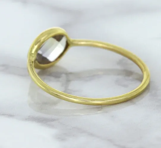 1.33ct. Oval White Sapphire Ring in 14K Yellow Gold