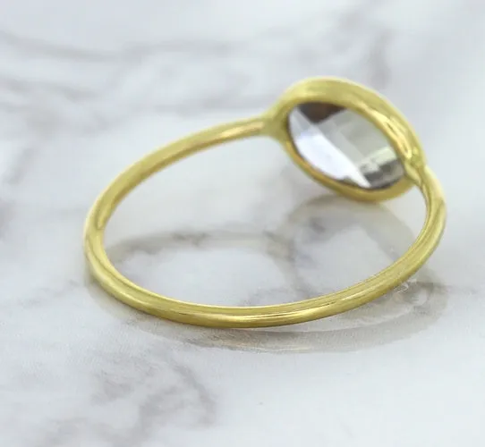 1.33ct. Oval White Sapphire Ring in 14K Yellow Gold