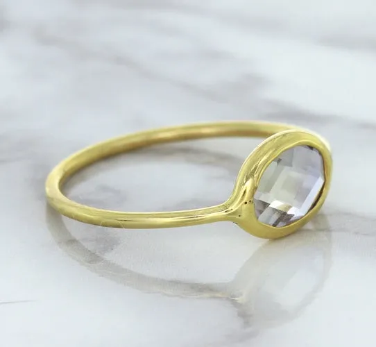 1.33ct. Oval White Sapphire Ring in 14K Yellow Gold