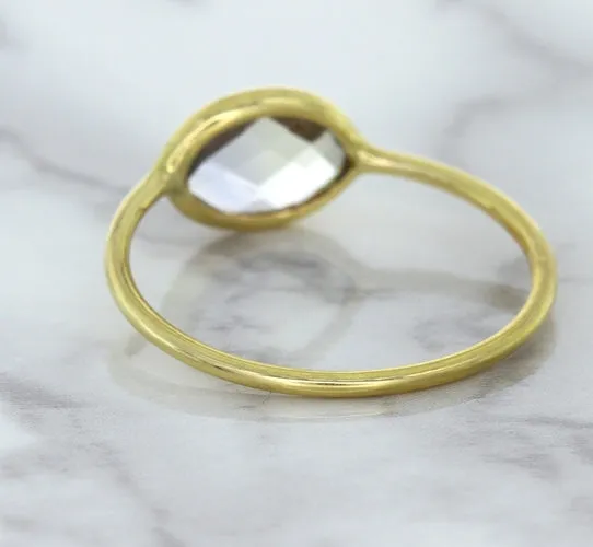 1.33ct. Oval White Sapphire Ring in 14K Yellow Gold