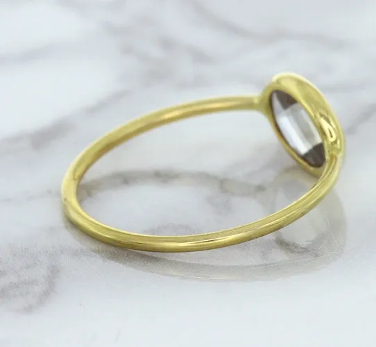 1.33ct. Oval White Sapphire Ring in 14K Yellow Gold