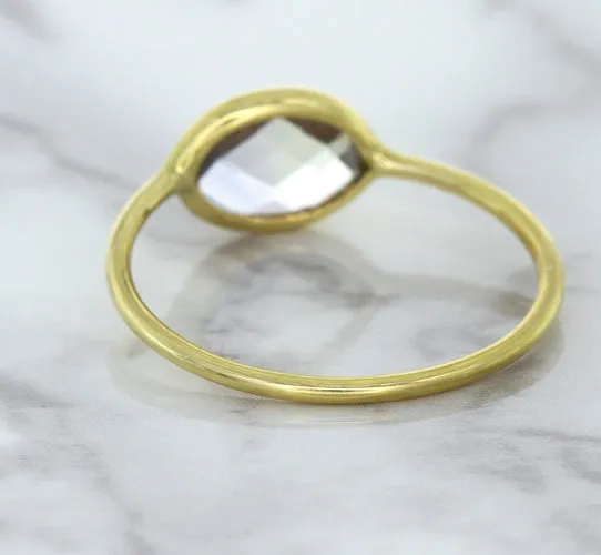 1.33ct. Oval White Sapphire Ring in 14K Yellow Gold