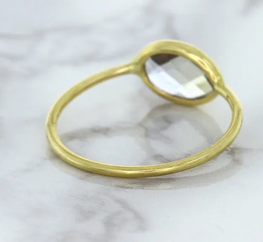 1.33ct. Oval White Sapphire Ring in 14K Yellow Gold