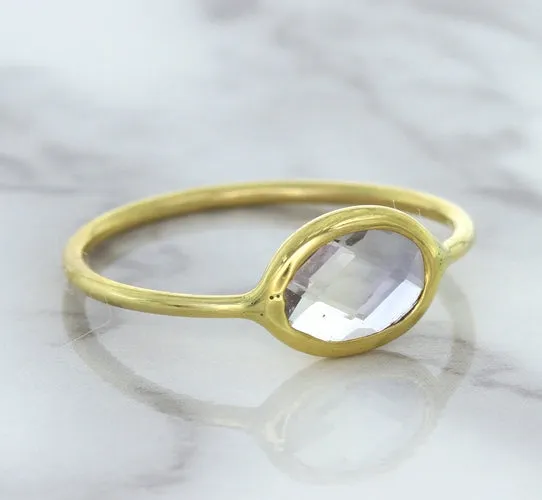 1.33ct. Oval White Sapphire Ring in 14K Yellow Gold