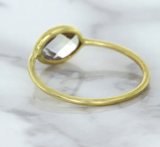 1.33ct. Oval White Sapphire Ring in 14K Yellow Gold