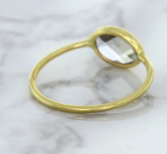1.33ct. Oval White Sapphire Ring in 14K Yellow Gold