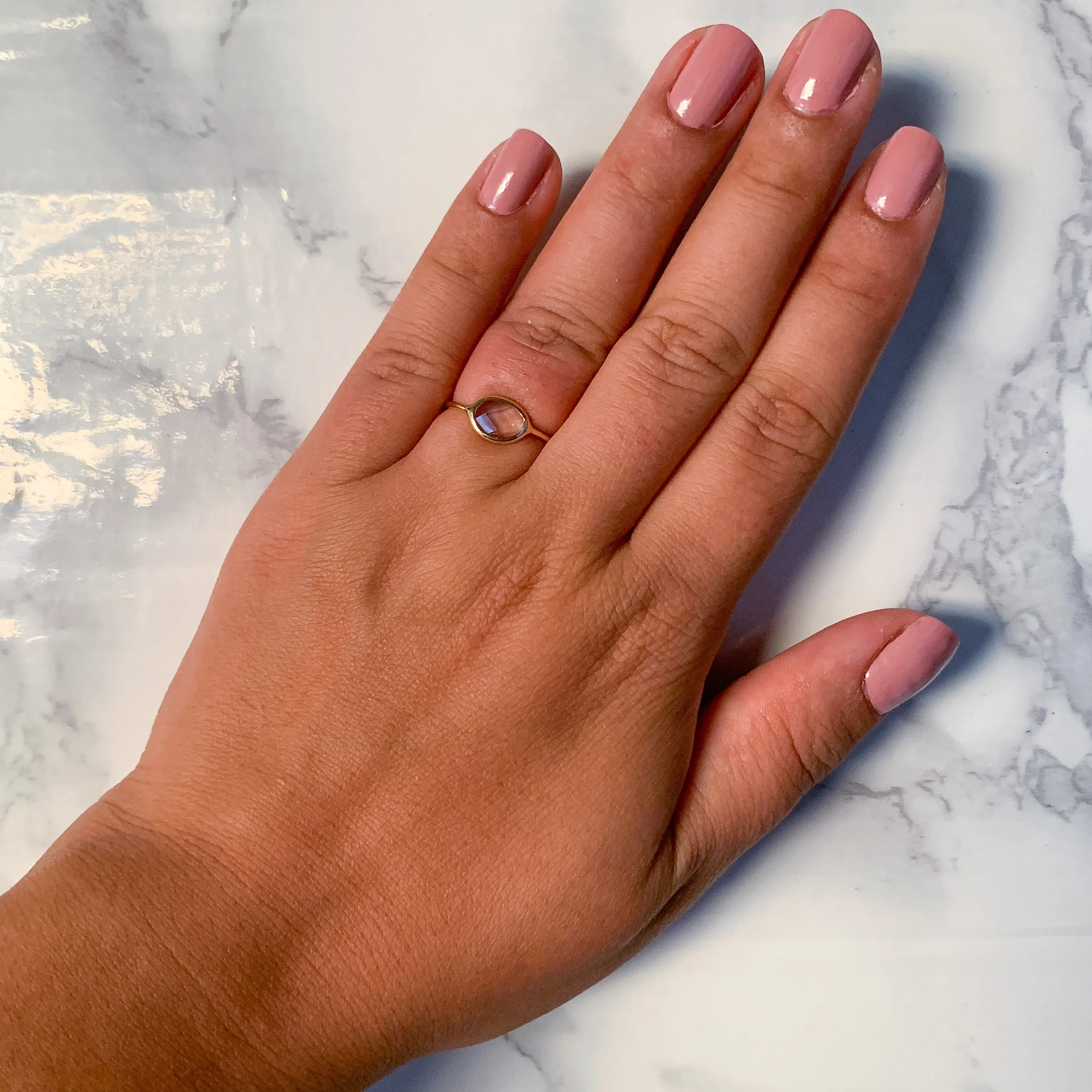 1.33ct. Oval White Sapphire Ring in 14K Yellow Gold