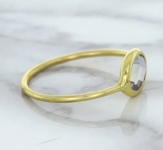 1.33ct. Oval White Sapphire Ring in 14K Yellow Gold