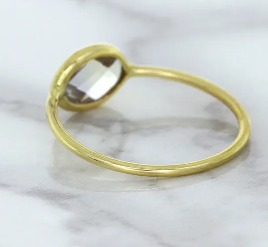 1.33ct. Oval White Sapphire Ring in 14K Yellow Gold