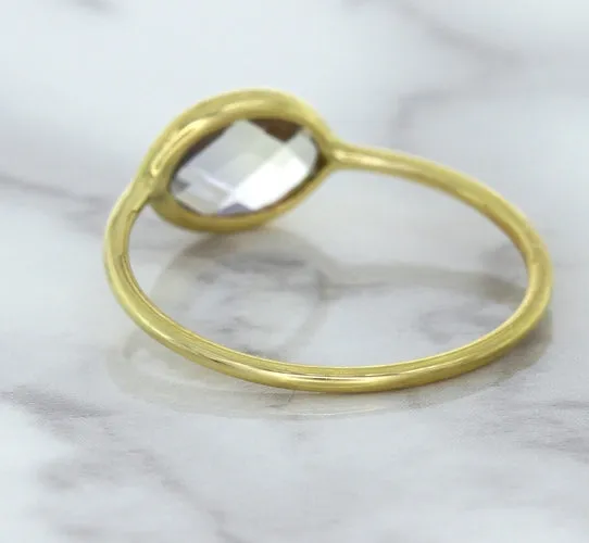 1.33ct. Oval White Sapphire Ring in 14K Yellow Gold