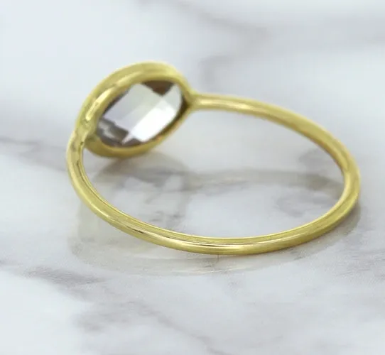 1.33ct. Oval White Sapphire Ring in 14K Yellow Gold