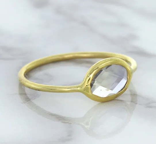 1.33ct. Oval White Sapphire Ring in 14K Yellow Gold