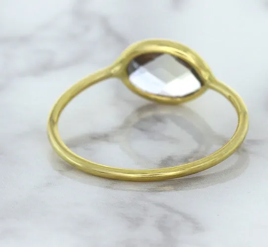 1.33ct. Oval White Sapphire Ring in 14K Yellow Gold