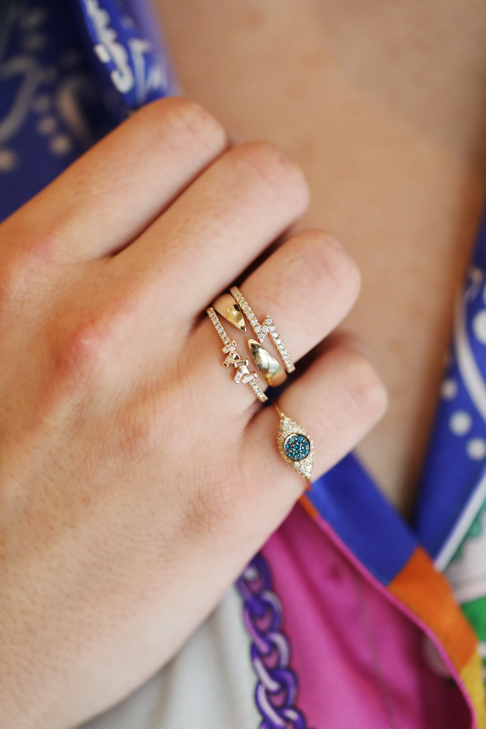 14K Gold Mini Baguette Cluster Ring