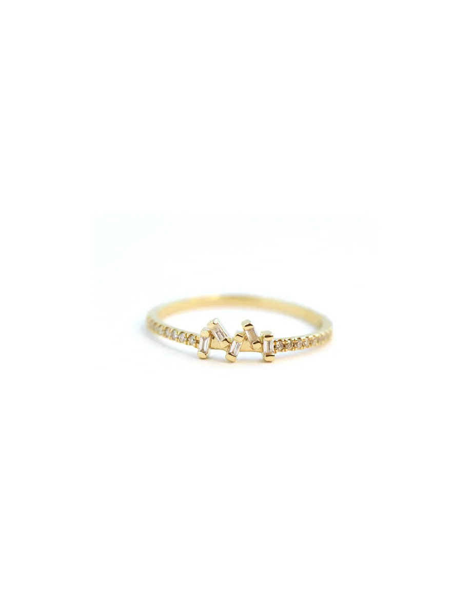 14K Gold Mini Baguette Cluster Ring