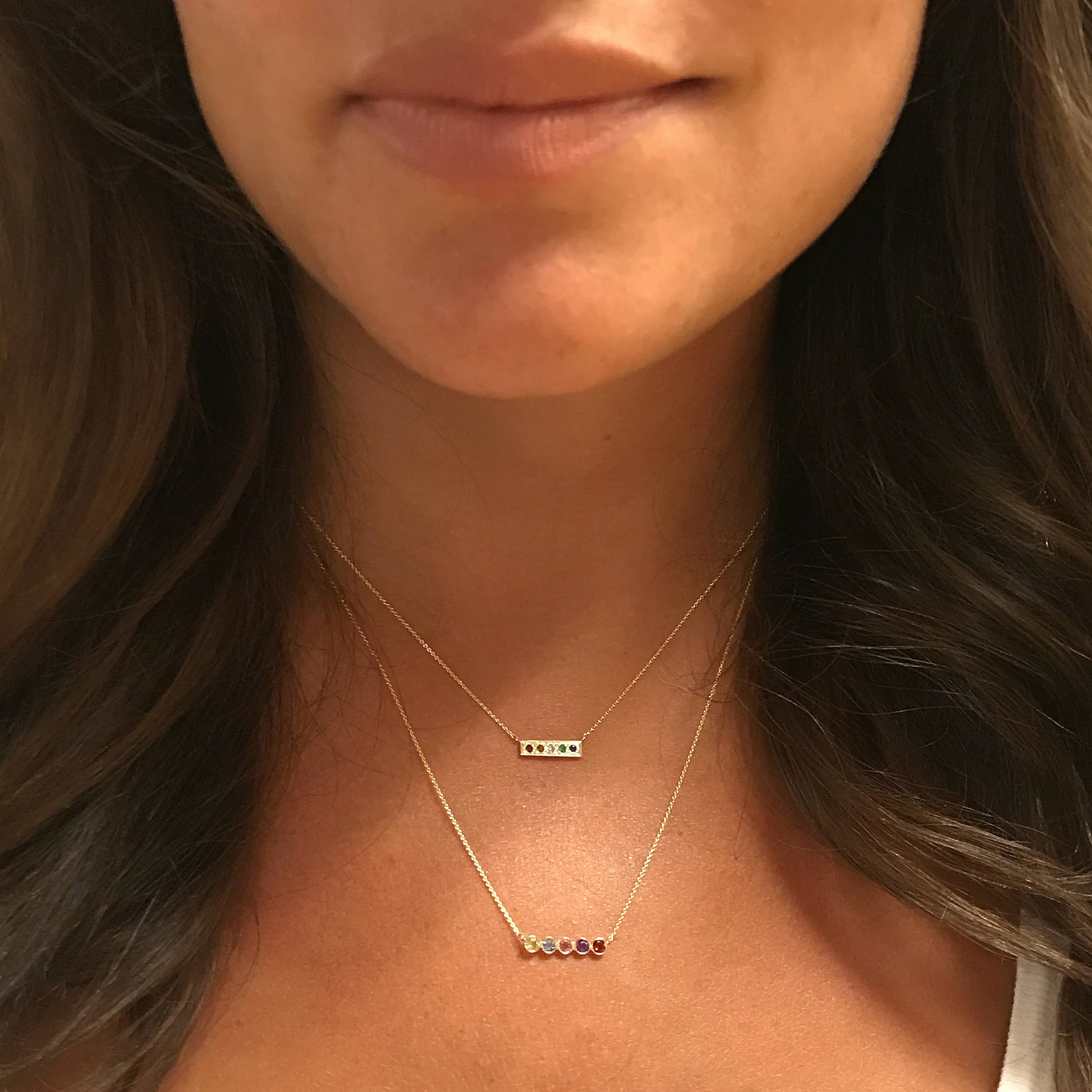 14K Gold Rainbow Mini Bar Necklace