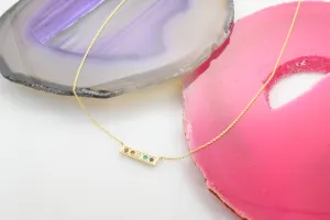 14K Gold Rainbow Mini Bar Necklace