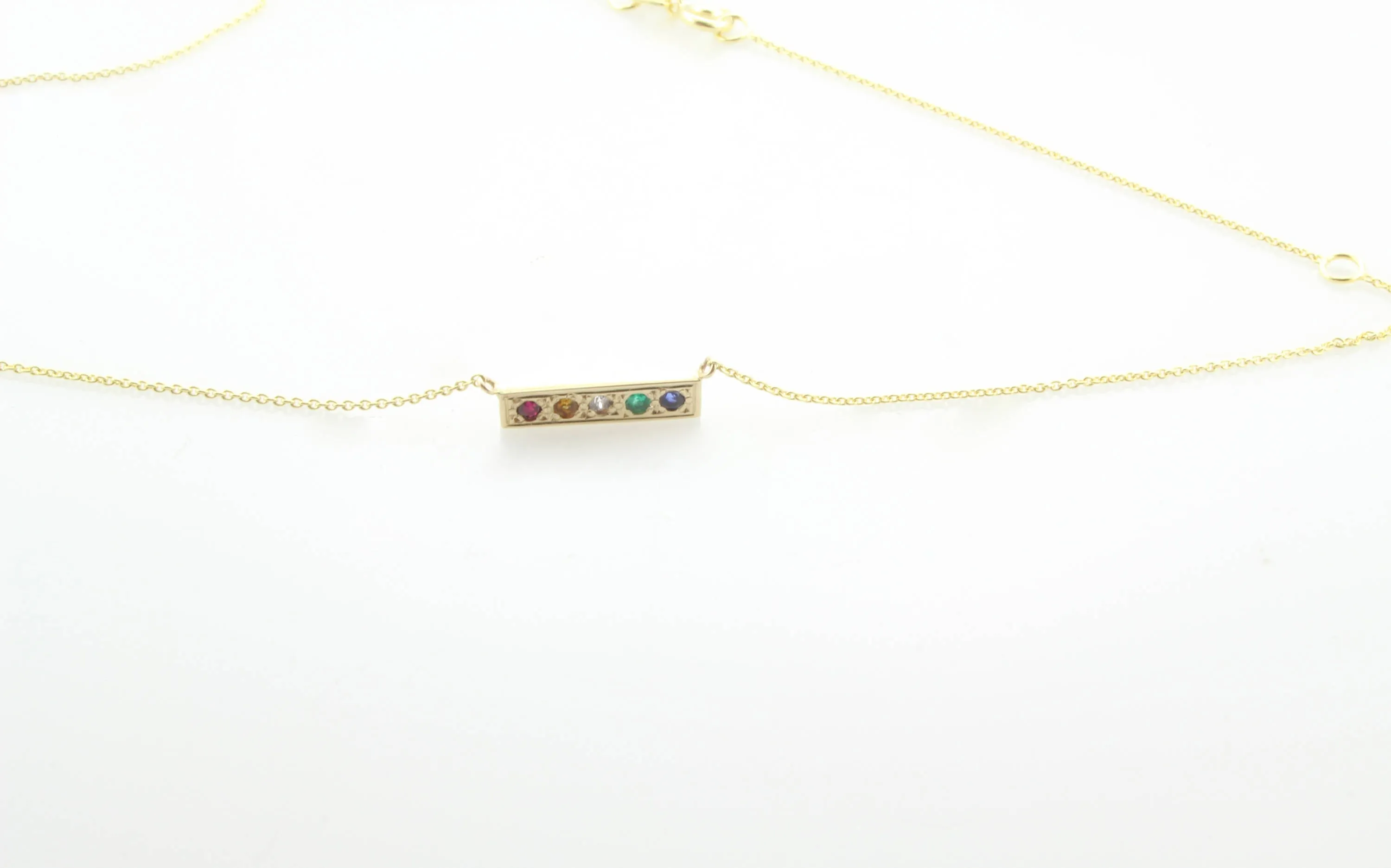 14K Gold Rainbow Mini Bar Necklace
