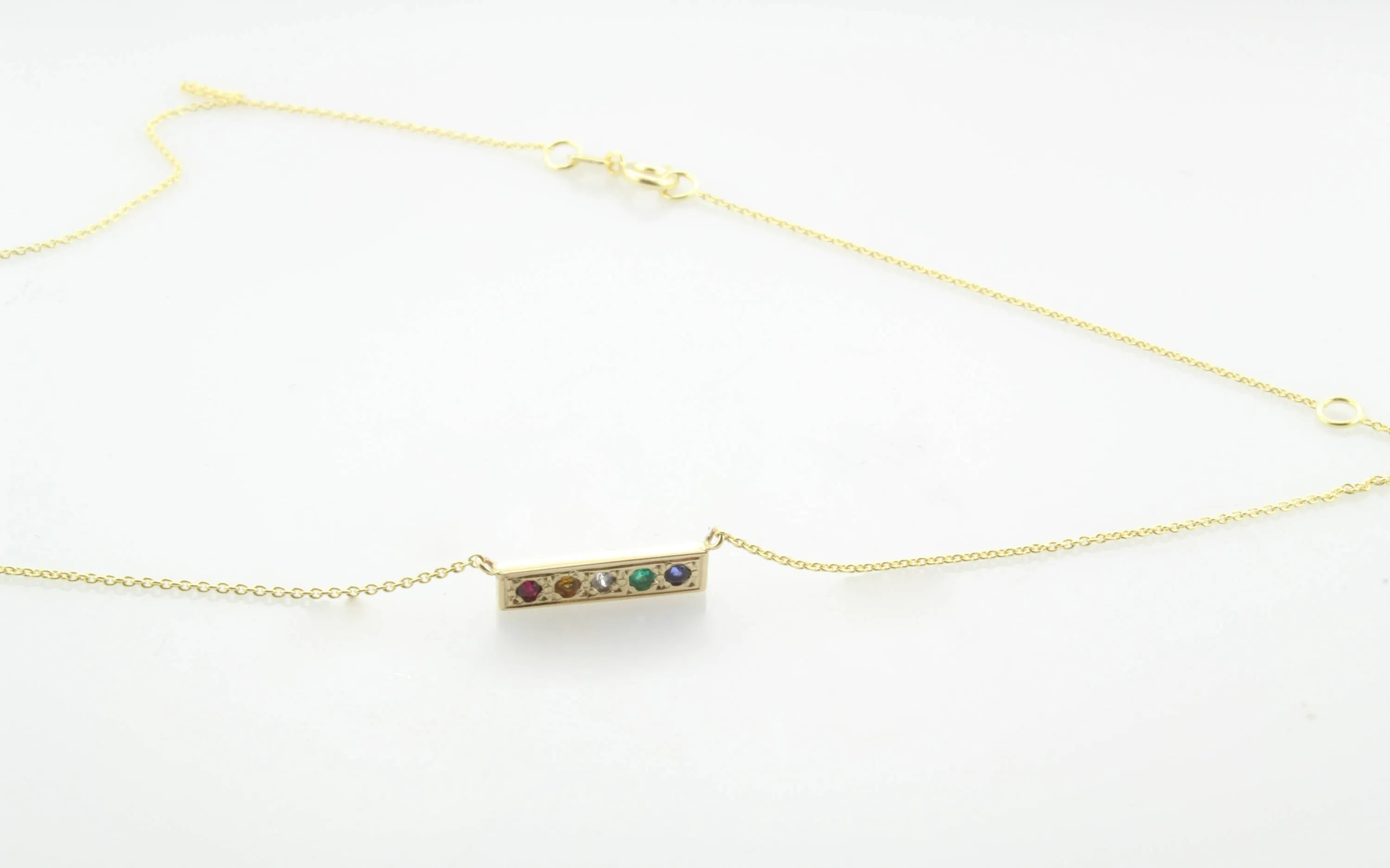 14K Gold Rainbow Mini Bar Necklace