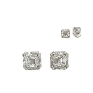 14K Gold Square Shaped Screwback Earrings With Natural Diamonds 0.66ct  - SE21840-1