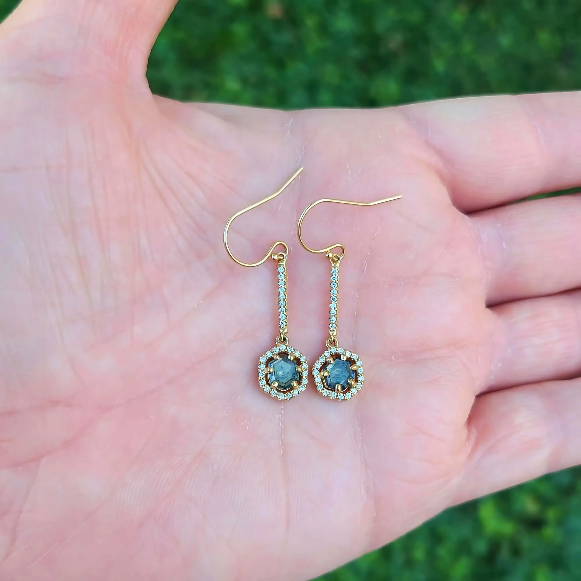 14K Montana Sapphire and Diamond Earrings