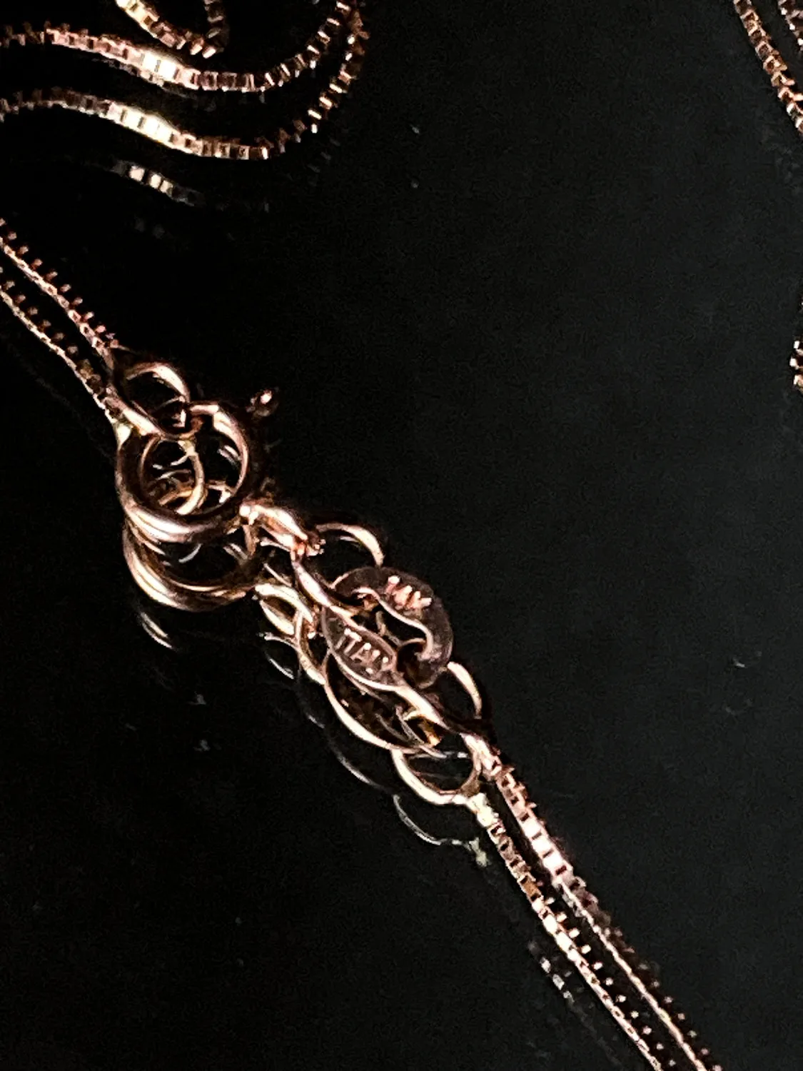 14K Rose Gold Chain Bruening Contrast Openwork Geometric Pendant Necklace