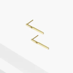 14k Solid Gold Dangle Double Bar Earrings