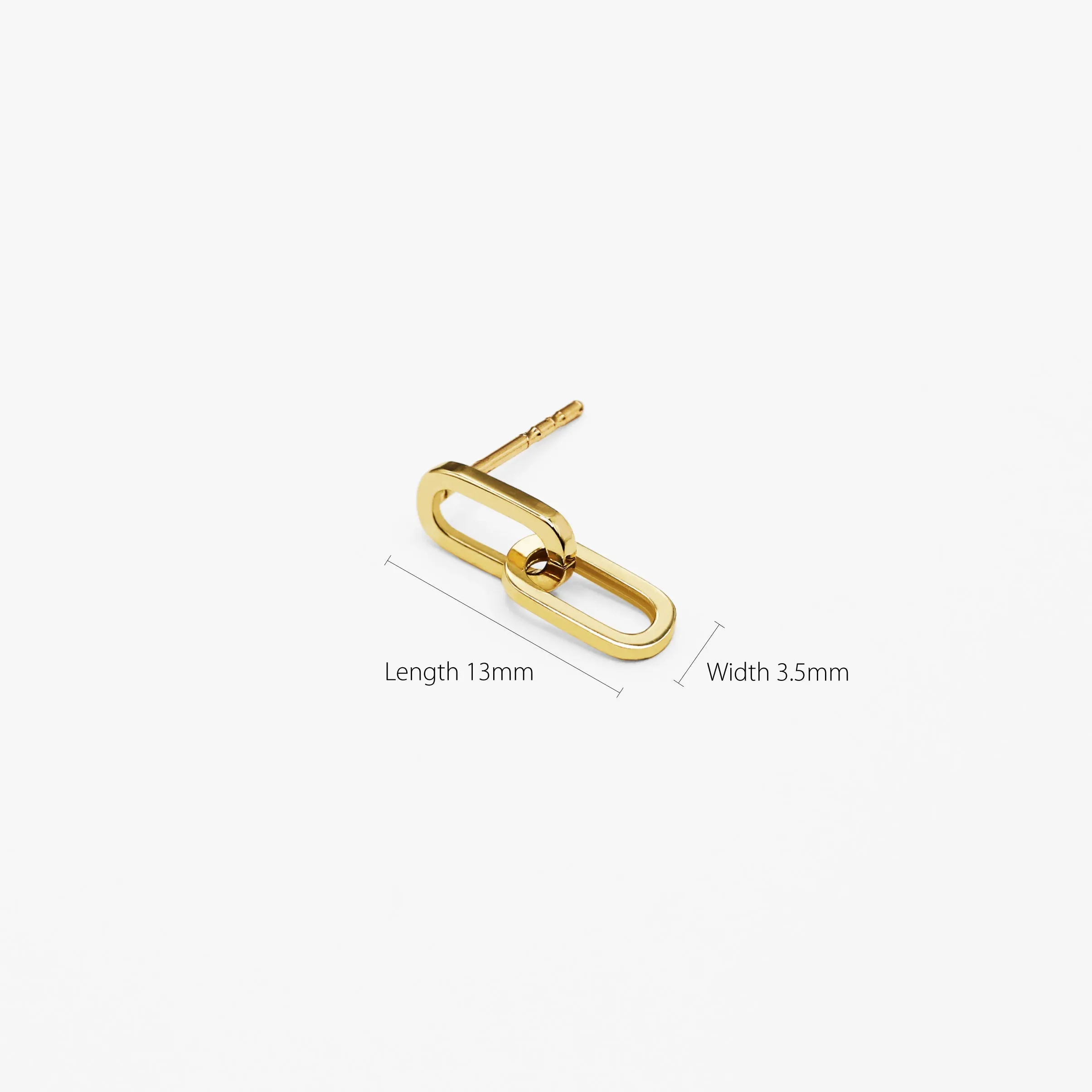 14k Solid Gold Double Link Stud Earring
