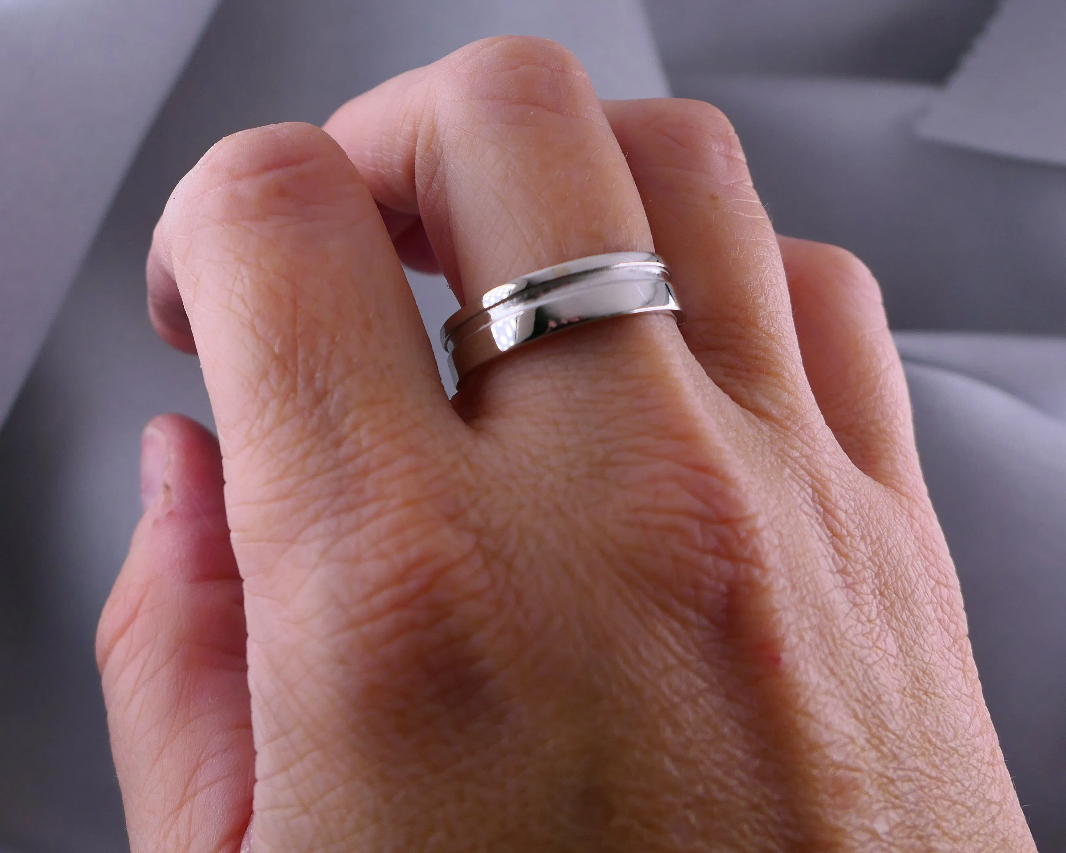 14K White Gold Geometric Cut Out Ring