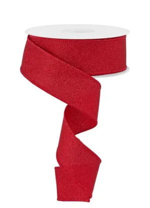1.5" Fine Glitter On Faux Royal: Red (10 Yards) RGE178924