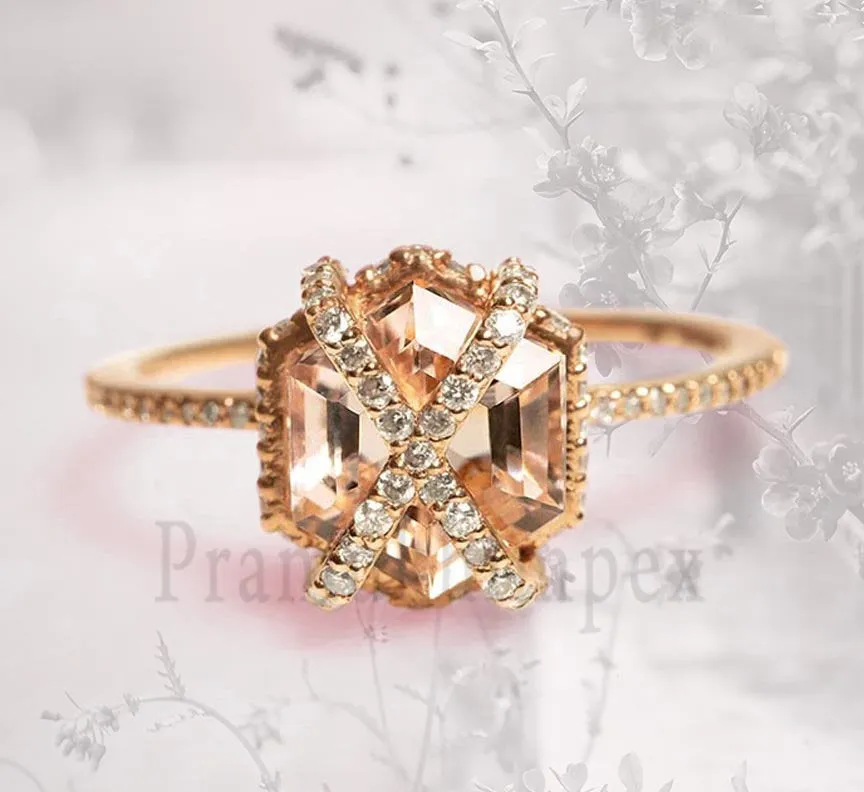 1.89ct Hexagon Diamond Engagement Ring Forever One Moissanite Ring Dainty Geometric Certified wedding gift for her vintage art deco ring