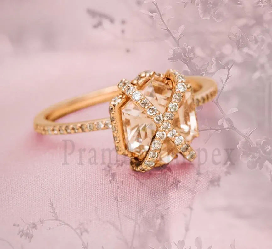 1.89ct Hexagon Diamond Engagement Ring Forever One Moissanite Ring Dainty Geometric Certified wedding gift for her vintage art deco ring
