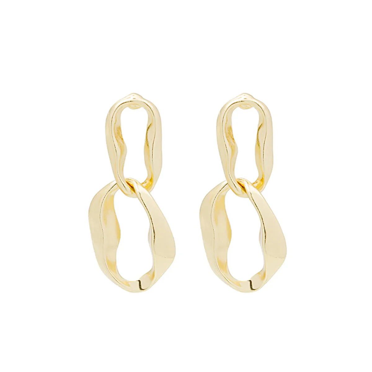 18K Gold-Plated Abstract Interlocked Oval Drop Earrings