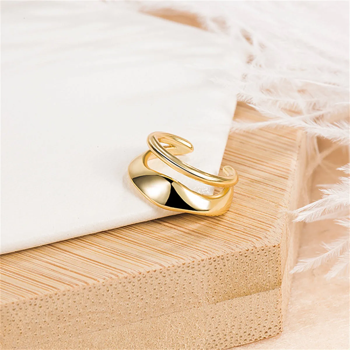 18K Gold-Plated Abstract Layered Ear Cuff