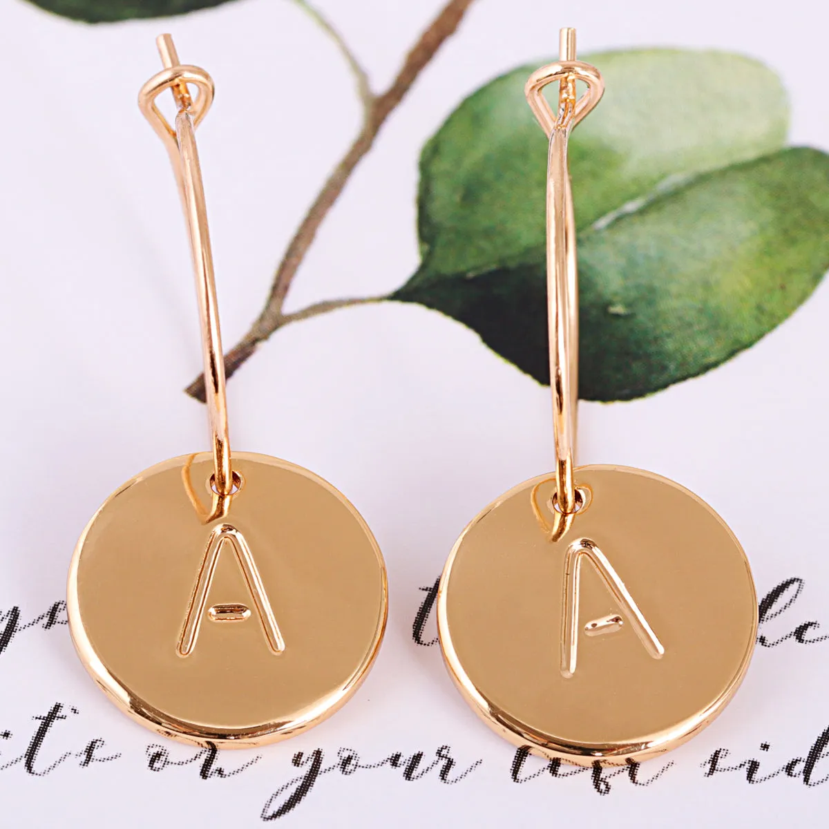 18K Gold-Plated Letter A Cut Drop Earrings