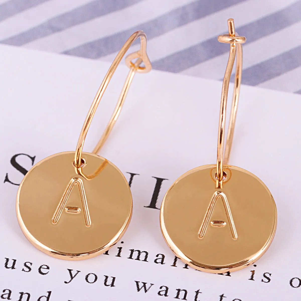 18K Gold-Plated Letter A Cut Drop Earrings