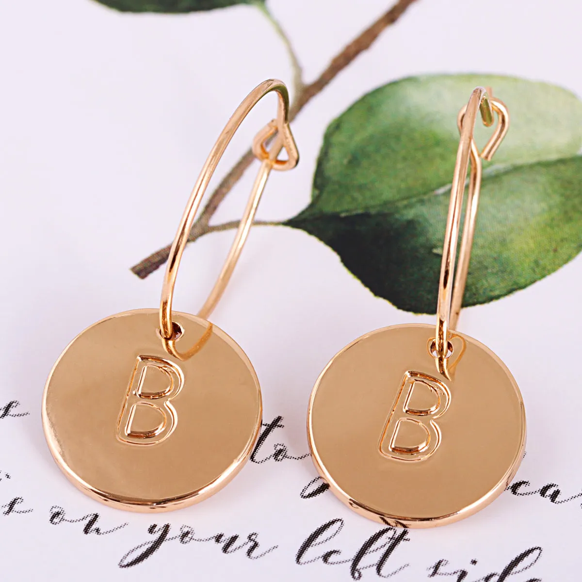 18K Gold-Plated Letter B Cut Drop Earrings
