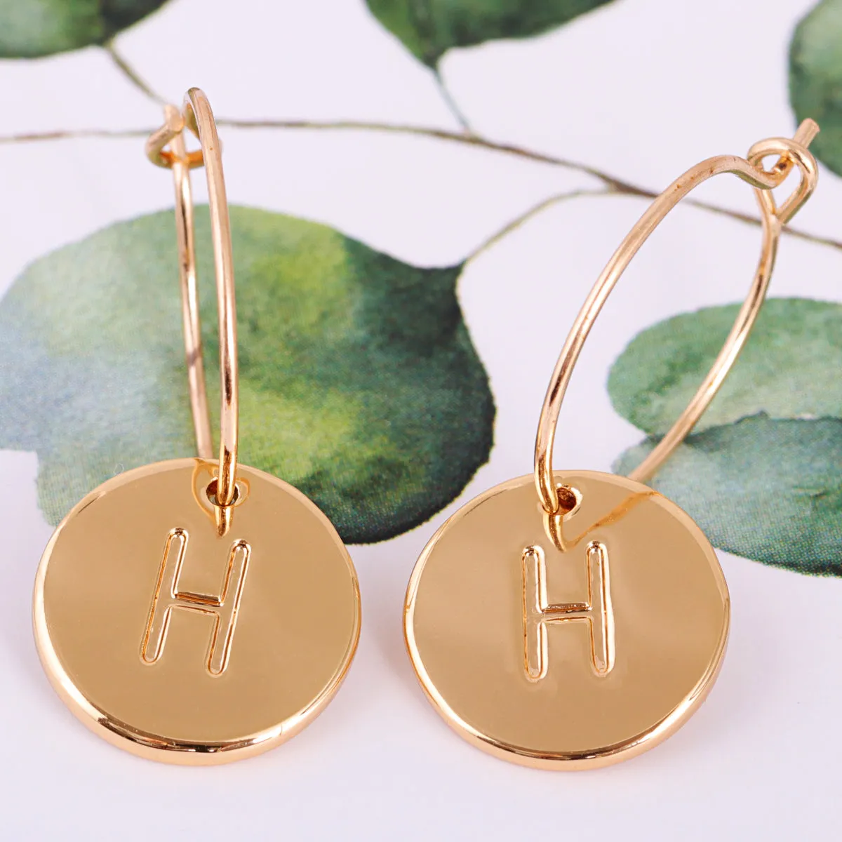 18K Gold-Plated Letter H Cut Drop Earrings