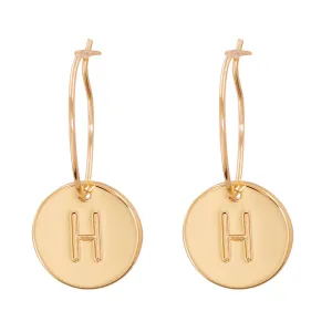 18K Gold-Plated Letter H Cut Drop Earrings