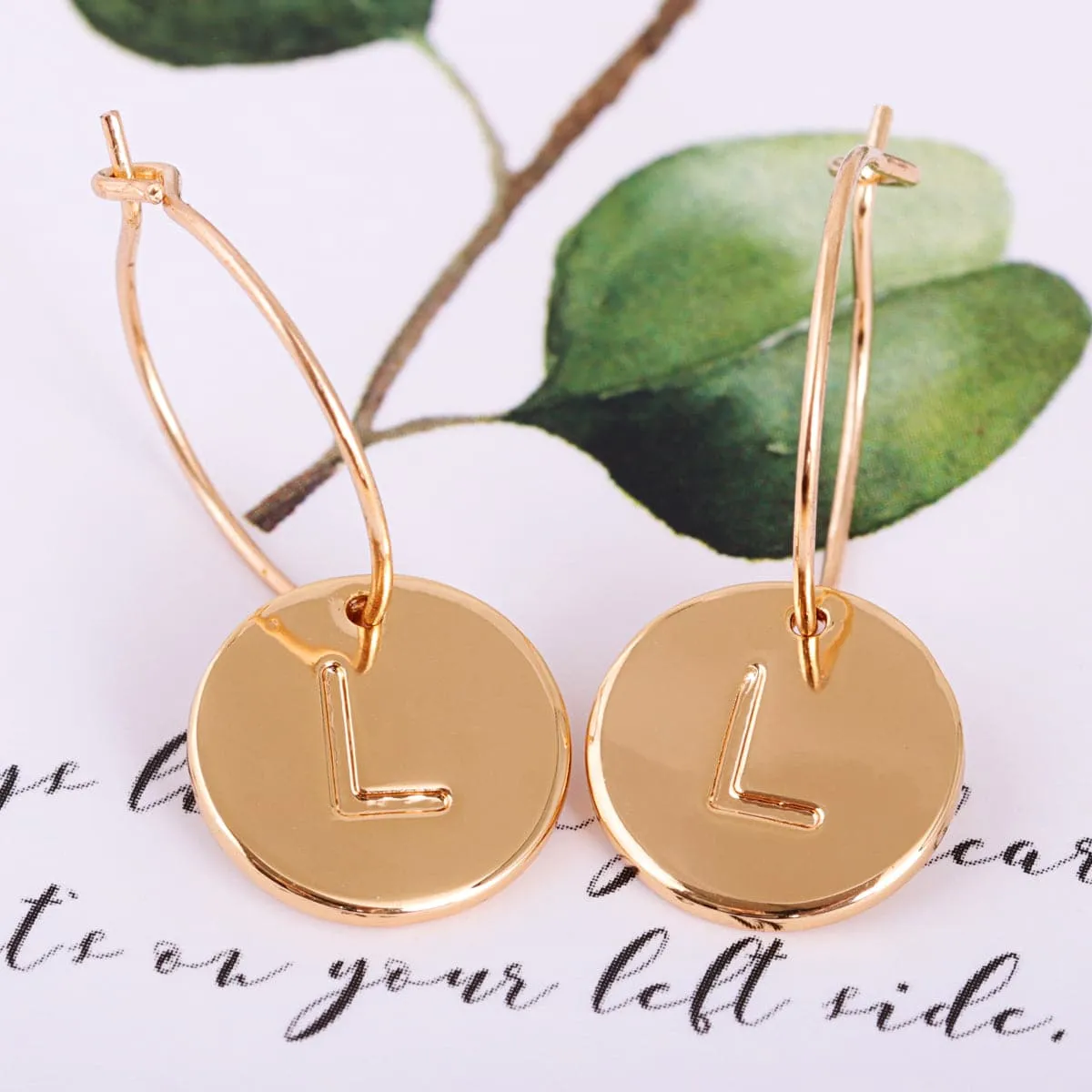 18K Gold-Plated Letter L Cut Drop Earrings