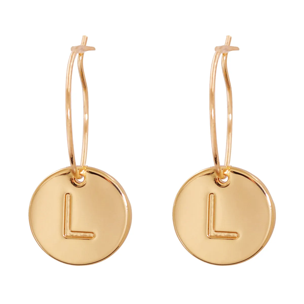18K Gold-Plated Letter L Cut Drop Earrings
